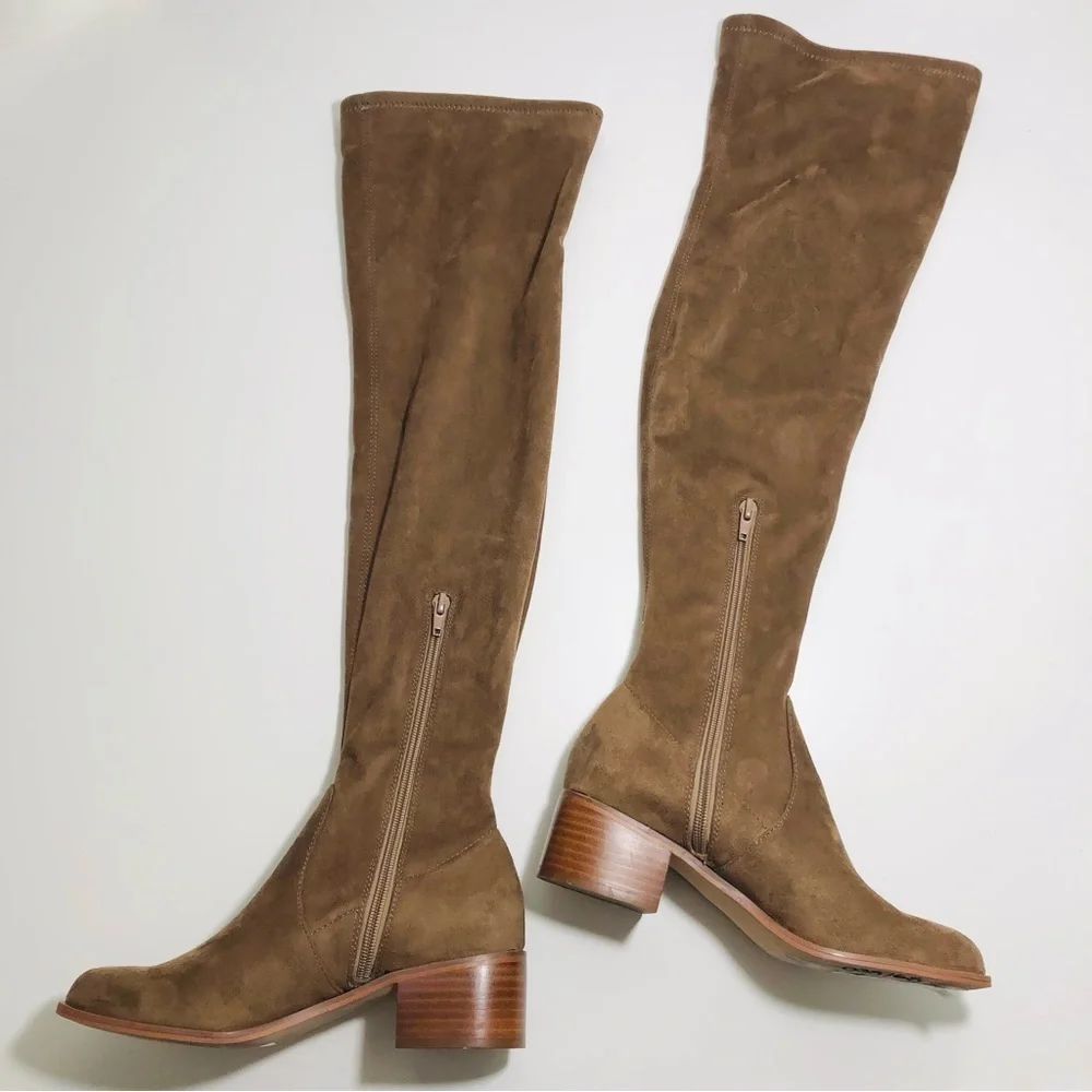 NEW Steve Madden Sadie Over-The-Knee Block Heel Boots in Light Taupe size 6.5